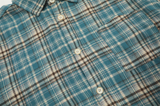 Camisa Polo Manga Larga Estilo Retro Americano a Cuadros con Borde Crudo - Image 9