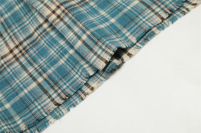 Camisa Polo Manga Larga Estilo Retro Americano a Cuadros con Borde Crudo - Image 15
