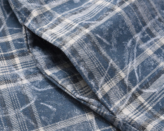 Camisa Cuadros Tie-Dye Desgastada con Bolsillos Laterales para Primavera y Otoño - Image 8