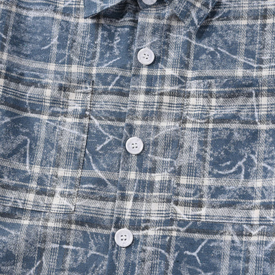 Camisa Cuadros Tie-Dye Desgastada con Bolsillos Laterales para Primavera y Otoño - Image 10