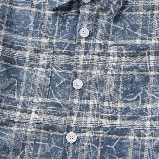 Camisa Cuadros Tie-Dye Desgastada con Bolsillos Laterales para Primavera y Otoño - Image 19
