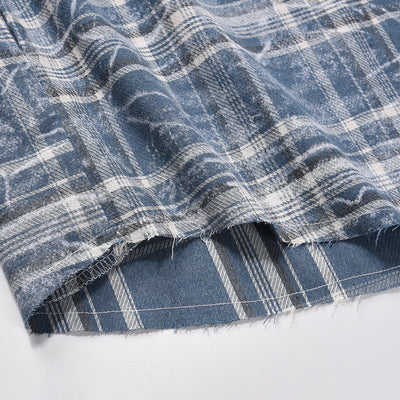 Camisa Cuadros Tie-Dye Desgastada con Bolsillos Laterales para Primavera y Otoño - Image 20