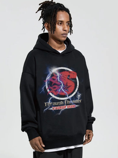 Sudadera Suelta Retro con Llamas Lightning Street para Hombre - Image 7