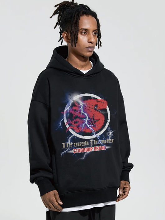 Sudadera Suelta Retro con Llamas Lightning Street para Hombre - Image 7