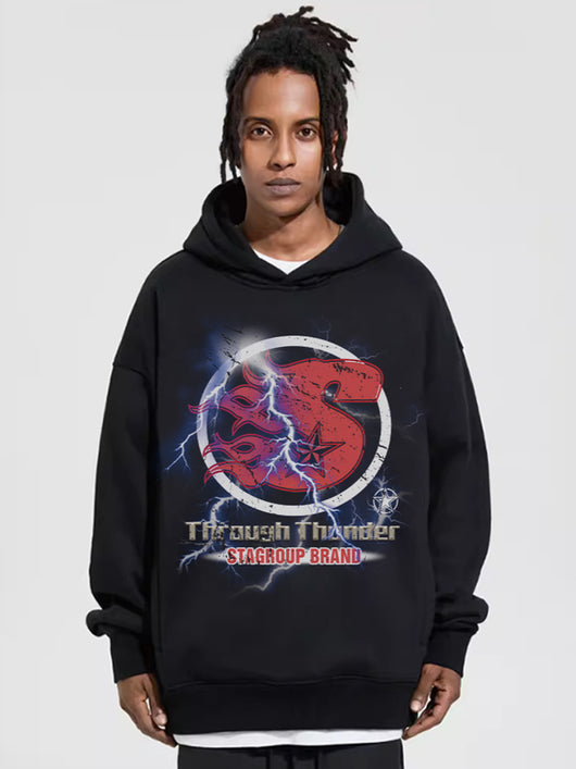Sudadera Suelta Retro con Llamas Lightning Street para Hombre - Image 11
