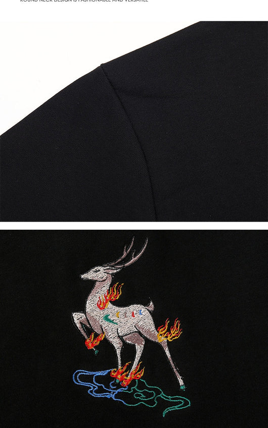 Suéter de Algodón con Bordado de Venado - Cuello Redondo - Image 10