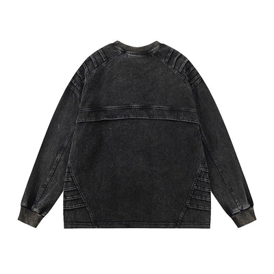 Camiseta de Manga Larga Desteñida con Pliegues - Estilo Vintage Gastado - Image 9