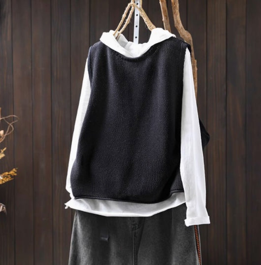 Chaleco Tejido de Algodón con Cuello Redondo Estilo Retro - Image 8