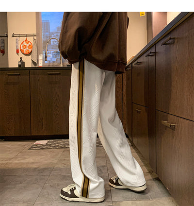 Pantalones de Chándal con Costuras Rayadas Estilo Clásico Gruesos y Sueltos - Image 6
