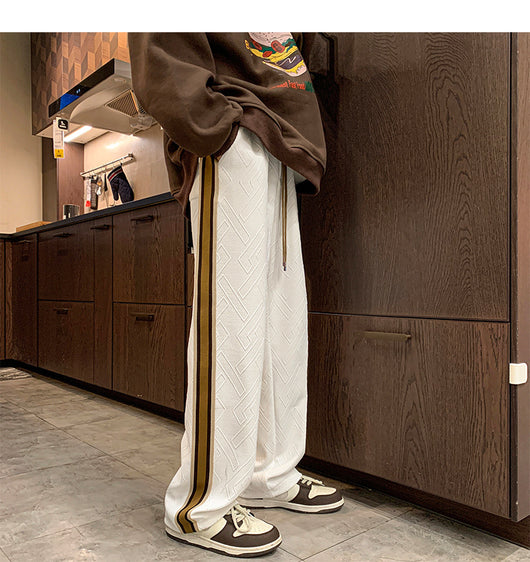 Pantalones de Chándal con Costuras Rayadas Estilo Clásico Gruesos y Sueltos - Image 8