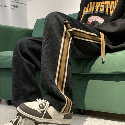 Pantalones de Chándal con Costuras Rayadas Estilo Clásico Gruesos y Sueltos - Image 10
