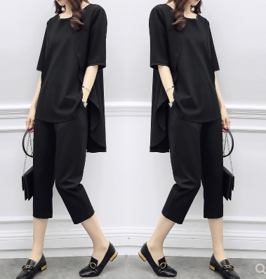Conjunto Casual Slim Fit: Blusa Manga Corta y Pantalón Cropped
