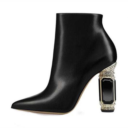 Botas Cortas de Tacón con Strass y Cierre Lateral para Mujer - Image 7