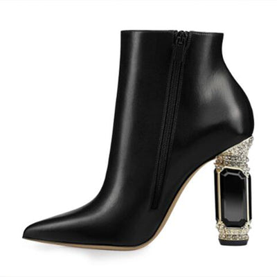 Botas Cortas de Tacón con Strass y Cierre Lateral para Mujer - Image 8