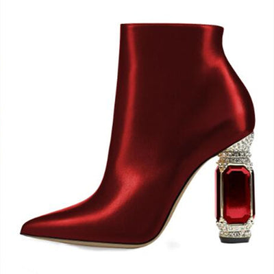 Botas Cortas de Tacón con Strass y Cierre Lateral para Mujer - Image 11