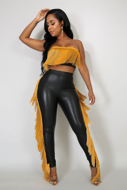 Conjunto de Dos Piezas con Flecos - Pantalón Ajustado Bandeau para Fiesta - Image 9