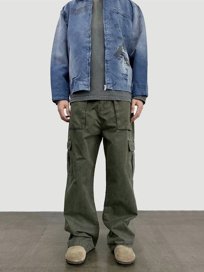 Pantalones Rectos Vintage Wash Holgados para Hombre - Image 11