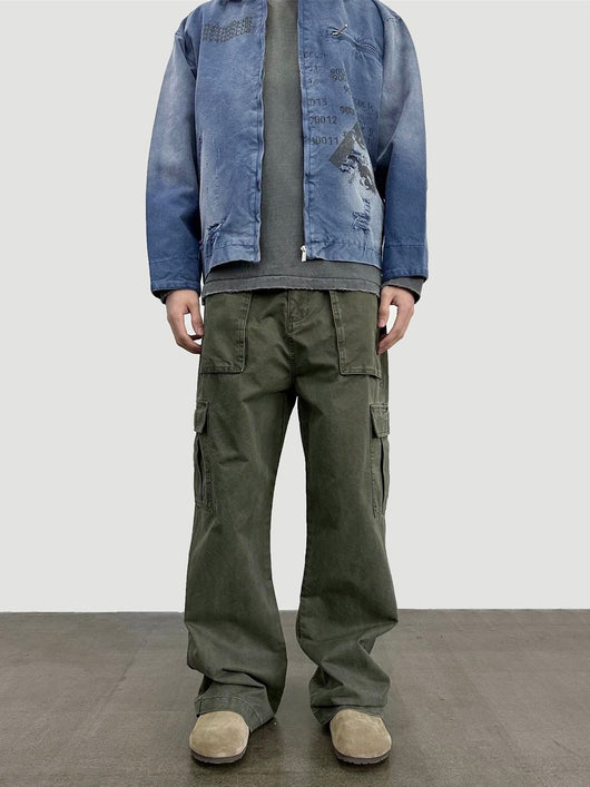 Pantalones Rectos Vintage Wash Holgados para Hombre - Image 11