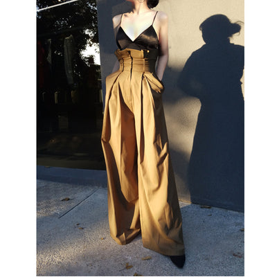 Pantalón de Vestir Talle Alto Pierna Larga Ancho Recto Estilo Cuatro Estaciones - Image 16