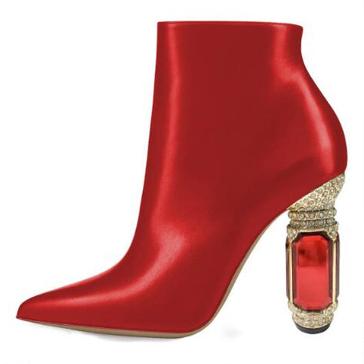 Botas Cortas de Tacón con Strass y Cierre Lateral para Mujer - Image 17