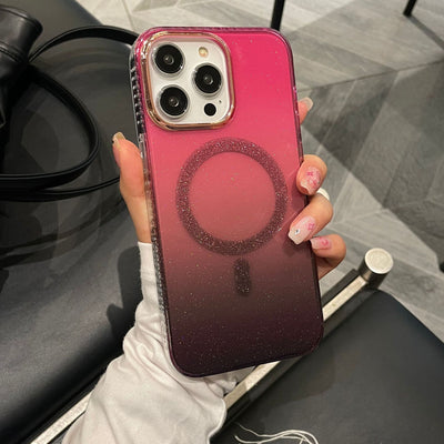 Funda Magnética para Teléfono con Degradado Glitter y Borde Dorado - Image 7