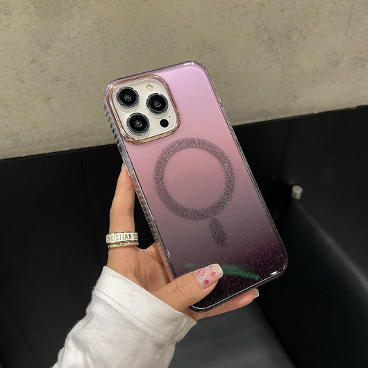 Funda Magnética para Teléfono con Degradado Glitter y Borde Dorado - Image 8