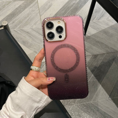 Funda Magnética para Teléfono con Degradado Glitter y Borde Dorado - Image 10