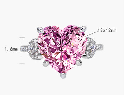 Anillo de Plata 925 con Corazón Incrustado de Diamantes 12mm - Image 15
