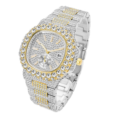 Reloj de Negocios Dorado para Hombre con Diamantes, Esfera Luminosa y Resistencia al Agua - Image 16