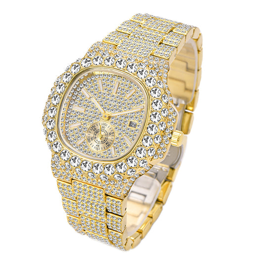 Reloj de Negocios Dorado para Hombre con Diamantes, Esfera Luminosa y Resistencia al Agua - Image 18