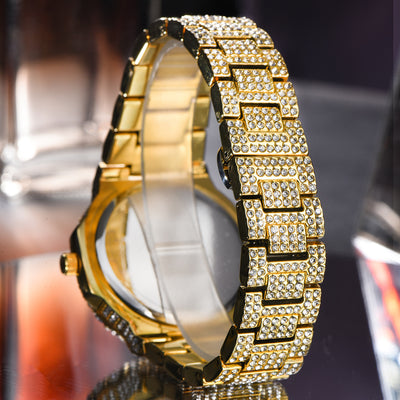 Reloj de Negocios Dorado para Hombre con Diamantes, Esfera Luminosa y Resistencia al Agua - Image 19