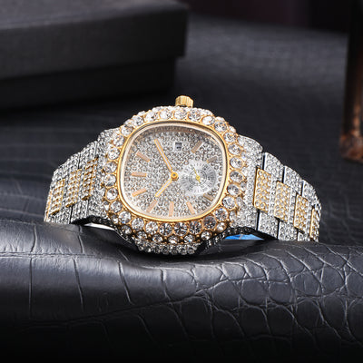Reloj de Negocios Dorado para Hombre con Diamantes, Esfera Luminosa y Resistencia al Agua - Image 27