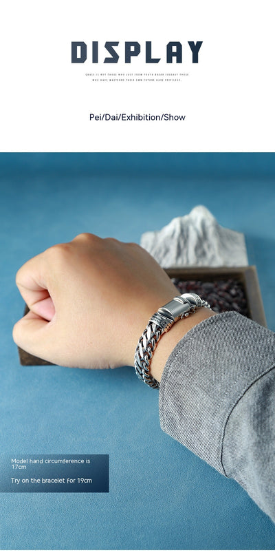 Pulsera de Plata S925 Tipo Grueso Semicircular para Hombre - Image 10