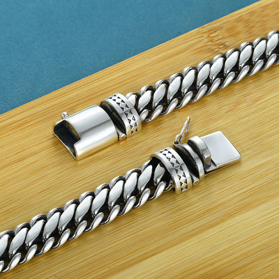 Pulsera de Plata S925 Tipo Grueso Semicircular para Hombre - Image 11