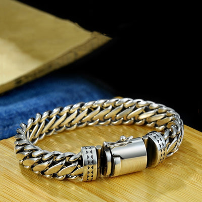 Pulsera de Plata S925 Tipo Grueso Semicircular para Hombre - Image 14