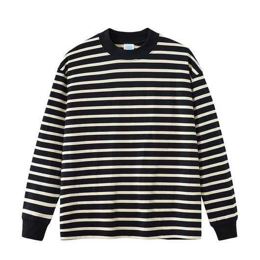 Camiseta Manga Larga de Algodón Puro con Rayas Contraste para Hombre - Image 7