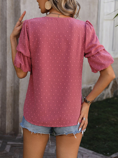 Blusa Elegante de Gasa con Cuello en V y Mangas Abullonadas - Image 21