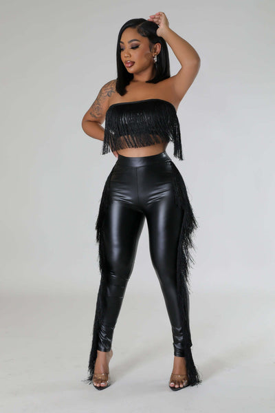 Conjunto de Dos Piezas con Flecos - Pantalón Ajustado Bandeau para Fiesta - Image 42