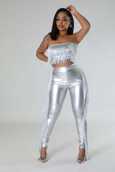 Conjunto de Dos Piezas con Flecos - Pantalón Ajustado Bandeau para Fiesta - Image 58