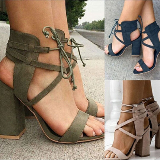 Sandalias de Tacón Alto con Tira al Tobillo y Hebilla