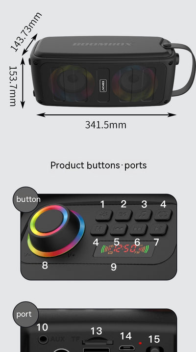 Parlante Portátil Bluetooth con Luces LED Sincronizadas - Image 29