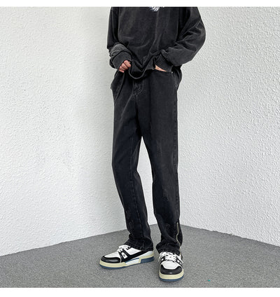 Jeans Rectos Holgados Estilo Hong Kong con Diseño de Cierre - Image 28