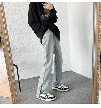 Jeans Rectos Holgados Estilo Hong Kong con Diseño de Cierre - Image 30