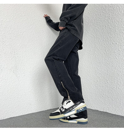 Jeans Rectos Holgados Estilo Hong Kong con Diseño de Cierre - Image 31