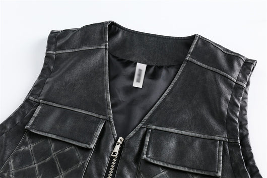 Chaleco de Cuero Hip Hop Casual con Cierre - Estilo Rock Urbano - Image 16