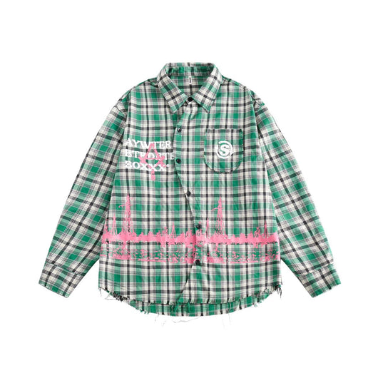 Camisa Cuadriculada Japonesa con Costuras Combinadas - Image 9