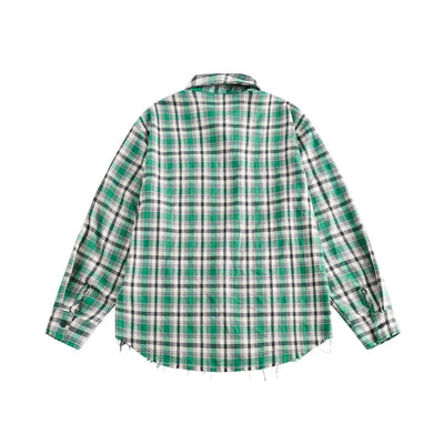 Camisa Cuadriculada Japonesa con Costuras Combinadas - Image 18
