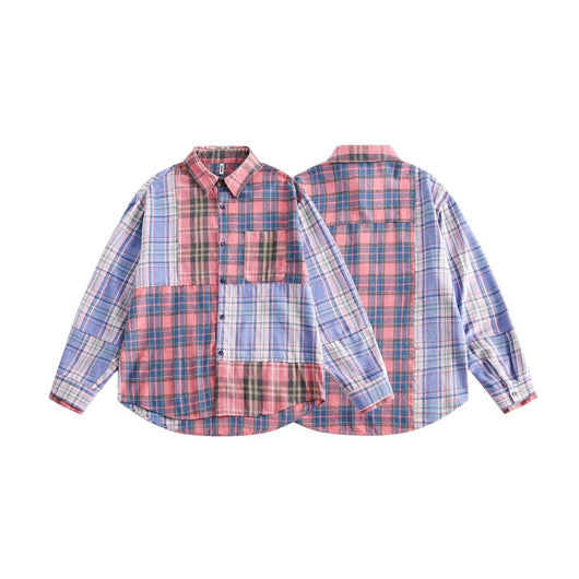 Camisa Cuadriculada Estilo Japonés con Detalles de Costura - Image 8