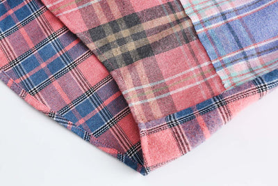 Camisa Cuadriculada Estilo Japonés con Detalles de Costura - Image 10