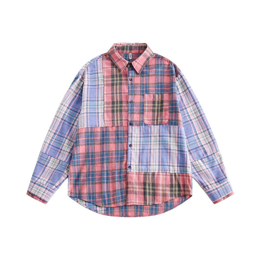 Camisa Cuadriculada Estilo Japonés con Detalles de Costura - Image 12